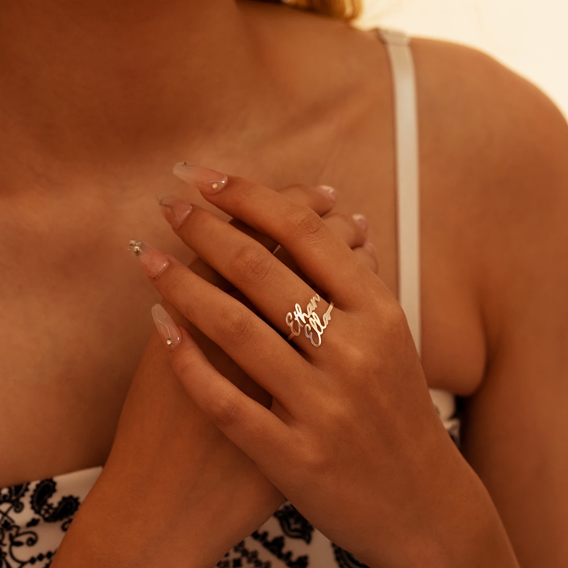 Personalized Double Name Couple Wedding Rings